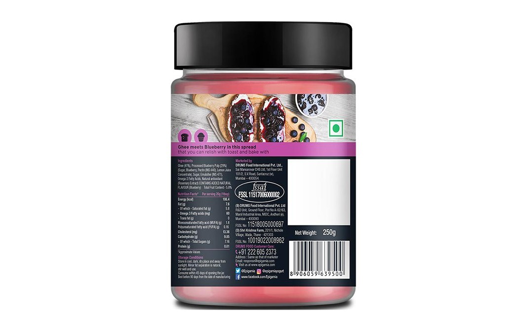 Epigamia Spreads ghee meets blueberry   Plastic Jar  250 grams